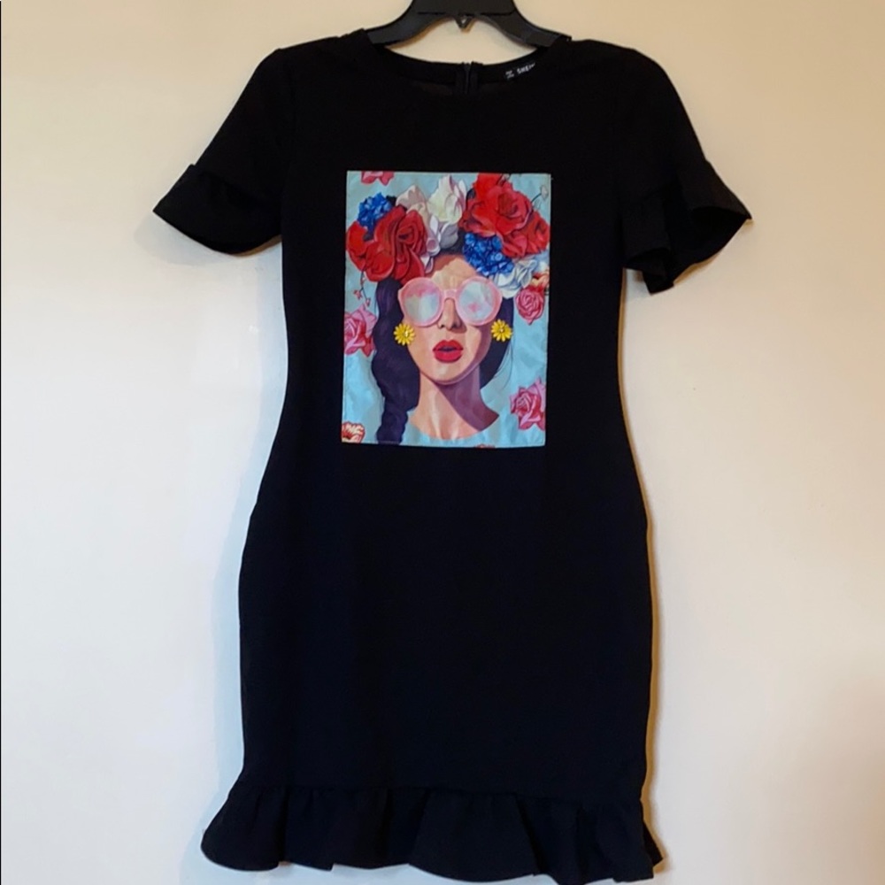 Shein Black Ruffle Dress